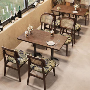 Conjunto de Mesa e Cadeiras de Madeira Sólida para Cafeteria e Restaurante, Mobiliário Comercial Personalizado XZY, para 2-4 Pessoas - Product Image 4