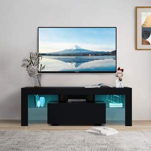 ブラックウッドLED <span class=keywords><strong>TV</strong></span>スタンド引き出し付き65インチテレビスタンド用モダンエンターテインメントセンターLEDTVキャビネット - Product Image 4