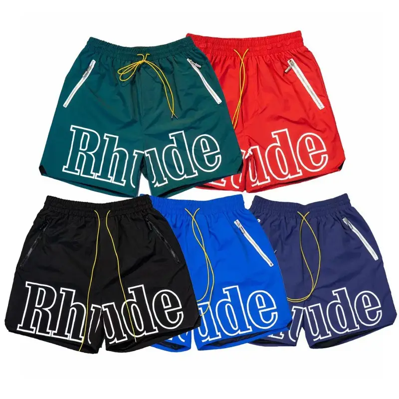 RHUDE Hot sale fashion men's fitness half pants drawstring lettered multi style hip-hop high street style basketball shorts