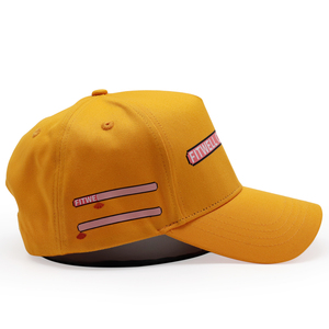 उच्च गुणवत्ता वाला सोना पीला कस्टम 5 पैनल मुद्रित लोगो बेसबॉल कैप - Product Image 5