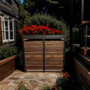 Set da 2 Box Portabidoni in Metallo da 240L con Fioriera per Esterni Coperchio per Bidone della <span class=keywords><strong>Spazzatura</strong></span> Armadietto per Rifiuti con Serratura per Giardino - Product Image 3