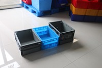 NEXARA Boîte de présentation pour supermarché Caisse en plastique style solide Bac de rangement pliable ventilé Présentoir empilable pour légumes