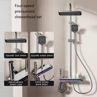 Ensemble de robinets de douche en laiton gris canon avec mitigeur à poignée unique, valve en céramique, affichage numérique, ambiance intelligente, touches de piano, douche pluie