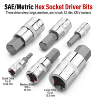 Set Obeng Hex SAE Metrik 37-Piece dengan Adaptor, Gagang Ratchet, dan Kotak Plastik