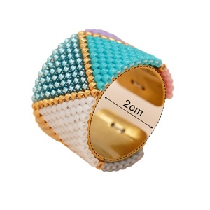 Anello Estivo all'Ingrosso in Stile Bohémien con Perline Miyuki Antiche, Gioiello Intrecciato a Mano in Acciaio Inossidabile per Donne - Product Image 5