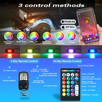 Feux LED néon multicolores pour voitures et camions avec télécommande APP/RF RGB 16 LED étanches IP68