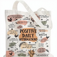 Bolsa de Lona para Mujer y Niña - Reutilizable, sin Cierre, con Frases Inspiradoras y Afirmaciones Positivas para el Gimnasio