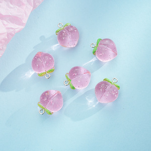 Pendentif Breloque Fruit Pêche Rose Semi-Dimensionnel Japonais 21x17mm avec Crochet, Accessoires Artisanaux DIY Faits à la Main - Product Image 4