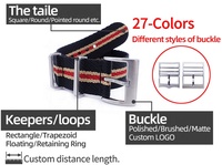 Bracelet de ceinture de sécurité de qualité supérieure de 1.2mm d'épaisseur 18/20/22mm Bracelets de montre en nylon sergé avec couture d'extrémité