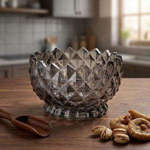 Tazón Redondo de Cristal Transparente de Alta Calidad y Lujo, de 3 mm de Grosor, para Frutas y Aperitivos, para Decoración del Hogar, Hotel o Bodas, Color Gris - Product Image 1