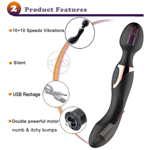 Masajeador Vibrador Estimulante para Adultos de Doble Cabezal con 10 Frecuencias y Carga USB AV - Product Image 5