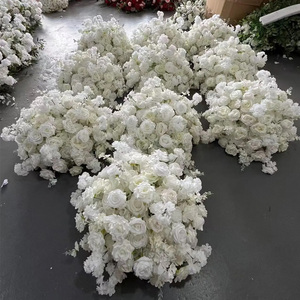 Gran oferta de bola de flores de colores artificiales para boda, centros de mesa y 60cm de 50cm, decoración de seda - Product Image 6