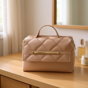 Bolsa de Cosméticos Acolchada de PU Bernie, Gran Capacidad, Cierre de Cremallera, Estilo Elegante, Estuche de Belleza para Mujer - Product Image 2