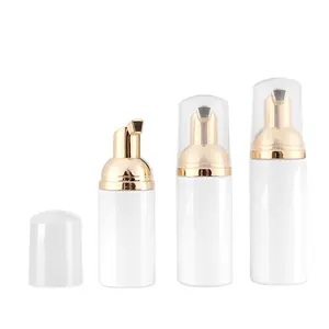 OEM 50ml botol Foamer plastik pompa sabun cair putih Dispenser grosir botol busa dengan busa emas