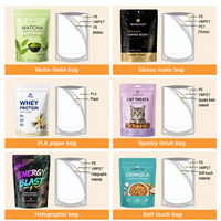 Sachet Doypack en plastique mat de qualité alimentaire avec fermeture zip, impression personnalisée du logo, refermable, résistant à l'humidité, pour bonbons, gommes, usage domestique et cadeaux