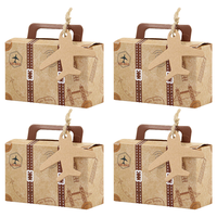 Mini boîtes en papier pliables jetables en forme de valise vintage pour bonbons, friandises, étiquettes, cadeaux de fête, emballage cadeau avec pelliculage brillant
