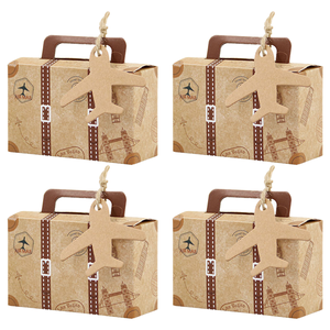 Mini boîtes en papier pliables jetables en forme de valise vintage pour bonbons, friandises, étiquettes, cadeaux de fête, emballage cadeau avec pelliculage brillant - Product Image 1