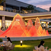 Sculpture paysagère lumineuse extérieure blanc chaud avec design ajouré, installation d'éclairage IP65 étanche et dimmable