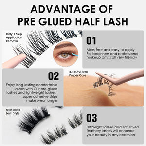 Bandes <span class=keywords><strong>de</strong></span> cils en fibres végétales faites à la main, pré-collées, vegan, sans cruauté, effet 3D, personnalisables, marque privée, bande en coton - Product Image 3