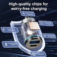 Adaptador de Corriente QC3.0 PD3.0 18W/36W Mini Puerto USB Tipo-C Ecológico de Carga Rápida, Enchufe para Encendedor de Cigarrillos, USB para Teléfono Móvil
