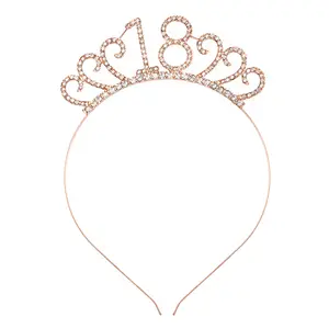 tiara 18th ulang tahun Suppliers-Meiduo Mahkota Digital, Ikat Kepala Tiara Perempuan Hiasan Mahkota Digital Berlian Imitasi 18 21 30 40 50 Ulang Tahun Baru Grosir