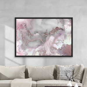 Elegant Pink & Gray Marble Canvas Art: Shimmery Alcohol Ink Print,<b>BLACK</b> <b>FRAMED</b> CANVAS - Product Image 3