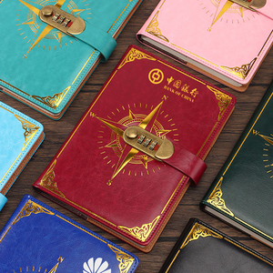 A5 Secure <b>Lock</b> <b>Diary</b> PU Leather Hardcover Notebook Embossed Pattern 100 Sheets Durable Password Protected Design for Office Gift - Product Image 3