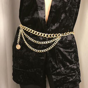 Chaîne de taille pour femme en alliage de zinc, style Hip Hop, pour soirée, avec pendentif pièce décoratif à une seule boucle - Product Image 3