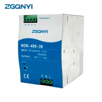Alimentation à découpage ZGQNYI NDR-480-36 480W 13.3A 36V sans PFC 200-240VAC sur rail DIN SMPS AC-DC à sortie unique Transformateur CE