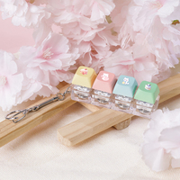 Custom Logo Anime LED Keyboard Keychain Keycap Stress Relief Switch Button Keycaps Fidget Clicker Plastic