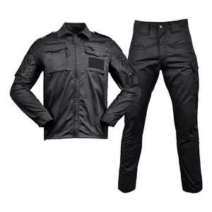 JinTeng fabrika kaliteli ucuz özel OEM en çok satan ürün güvenlik iş elbisesi üniforma setleri siyah 728 taktik takım