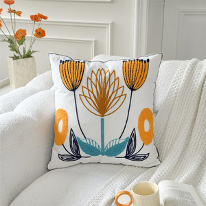 Embroidered Throw Pillow Cover - 18x18 Decorative Pillow Cover with Zipper Aesthetic Cute Design Boho Cozy Throw Pillowcase - Product Image 6