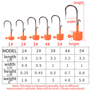Hameçons à tête plombée six couleurs 1 2 3 4 5 pour la pêche au bar en eau douce, têtes de jig pour leurres souples avec design d'hameçon barbelé - Product Image 2