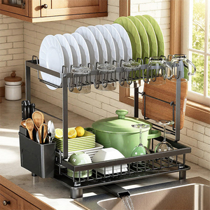 Escurridor de <span class=keywords><strong>Platos</strong></span> Multifuncional de Acero Inoxidable para Cocina, <span class=keywords><strong>Estante</strong></span> de Almacenamiento Único para <span class=keywords><strong>Platos</strong></span> y Utensilios - Product Image 5