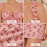 Robe mini moulante légère pour femme à imprimé floral, avec buste froncé et bretelles à nouer sur le devant, marque privée