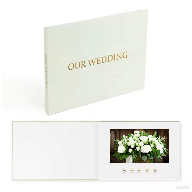 Luxury Linen Bound Wedding Video Book Wedding Video Album up to 3 Hours Video 7 IPS Display 4GB of Memory Rechargeable Battery