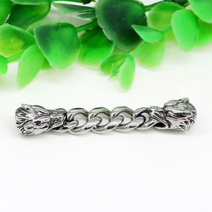 Perles entretoises en acier inoxydable Yunnique en forme de tête de loup pour la fabrication de bracelets, procédé de moulage de forme irrégulière - Product Image 2