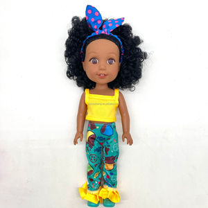 14,5 pulgadas vestir muñecas negras vestido de moda pelo rizado vinilo muñecas afroamericanas con sonido - Product Image 3