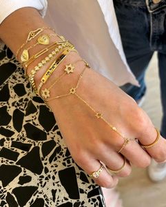 กรอบชุบทองรอบ CZ ดาวเสน่ห์ผู้หญิงสร้อยข้อมือโซ่มือ - Product Image 4