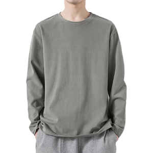 Camiseta de manga larga para hombre, 100% algodón, 230 g/m², diseño bordado, estilo holgado, calidad de primavera, estilo liso. - Product Image 1