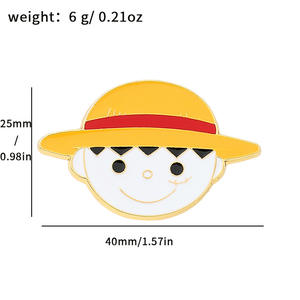 Spilla in Stile Giapponese One Piece Distintivi Cappello di Paglia di Luffy Accessorio in Lega Metallica con Tecnica di Incisione e Pittura - Product Image 6