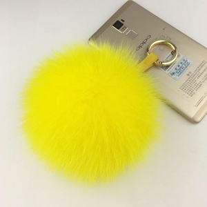 12cm Luxury Fluffy <strong>Real</strong> Fox <strong>Fur</strong> Ball <strong>PomPom</strong> 14 Colors Genuine <strong>Fur</strong> <strong>Keychain</strong> Metal Ring Pendant Bag Charm - Product Image 4