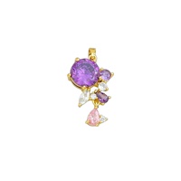 Pendentif transfrontalier, design floral estival frais, accessoires de bijoux DIY, fleur colorée simple en fer électroplaqué incrustée de zircon