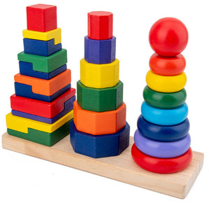 Montessori Đầu Giáo Dục Khối Đồ Chơi Cột Tháp Cầu Vồng Vòng Ngăn Xếp Bán Buôn Đồ Chơi Bằng Gỗ Cho Trẻ Em Trẻ Em Trai Cô Gái - Product Image 5
