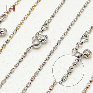 Cadena de eslabones de oro puro de 18k con bolas de micro Diamante, joyería ostentosa, cadena de eslabones de oro sólido de 18k, venta al por mayor - Product Image 1
