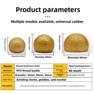 Cabezal <span class=keywords><strong>de</strong></span> Pulido <span class=keywords><strong>de</strong></span> Diamante Tipo Hongo con Unión Metálica para Pulir Piedras, Macetas y Azulejos, Grano 50 para Amoladoras Angulares - Product Image 4