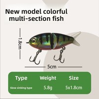 Nouvelle Leurre Artificiel Rigide Multi-segments en Acier Inoxydable Coloré de 60mm à Double Hameçon, Efficace pour Toutes les Espèces de Bass et Perches