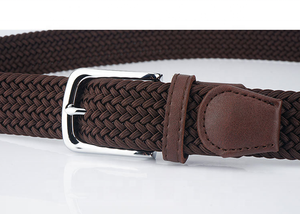 <span class=keywords><strong>Ceinture</strong></span> élastique tissée pour homme en nylon extensible de qualité supérieure avec boucle à ardillon robuste et extrémité en cuir suédé - Product Image 5
