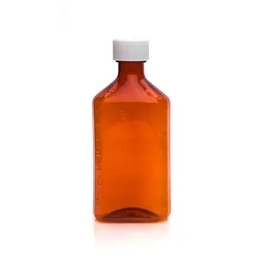 Hoge Kwaliteit Groothandel 0.75Oz 1Oz 2Oz 3Oz 4Oz 6Oz 8Oz 12Oz 16Oz Amber Plastic Medicijn Vloeistoffen Ovale Fles