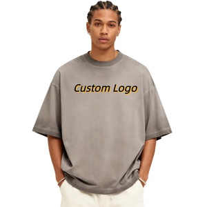 เสื้อยืดผู้ชาย TKAN625D สตรีทแวร์สุดหรู ผ้าฝ้าย 100% คุณภาพสูง เสื้อยืดเปล่าสไตล์วินเทจ ทรงโอเวอร์ไซส์ ลุคทำเก่า สกรีนโลโก้ได้ เสื้อยืดฟอกสี - Product Image 1